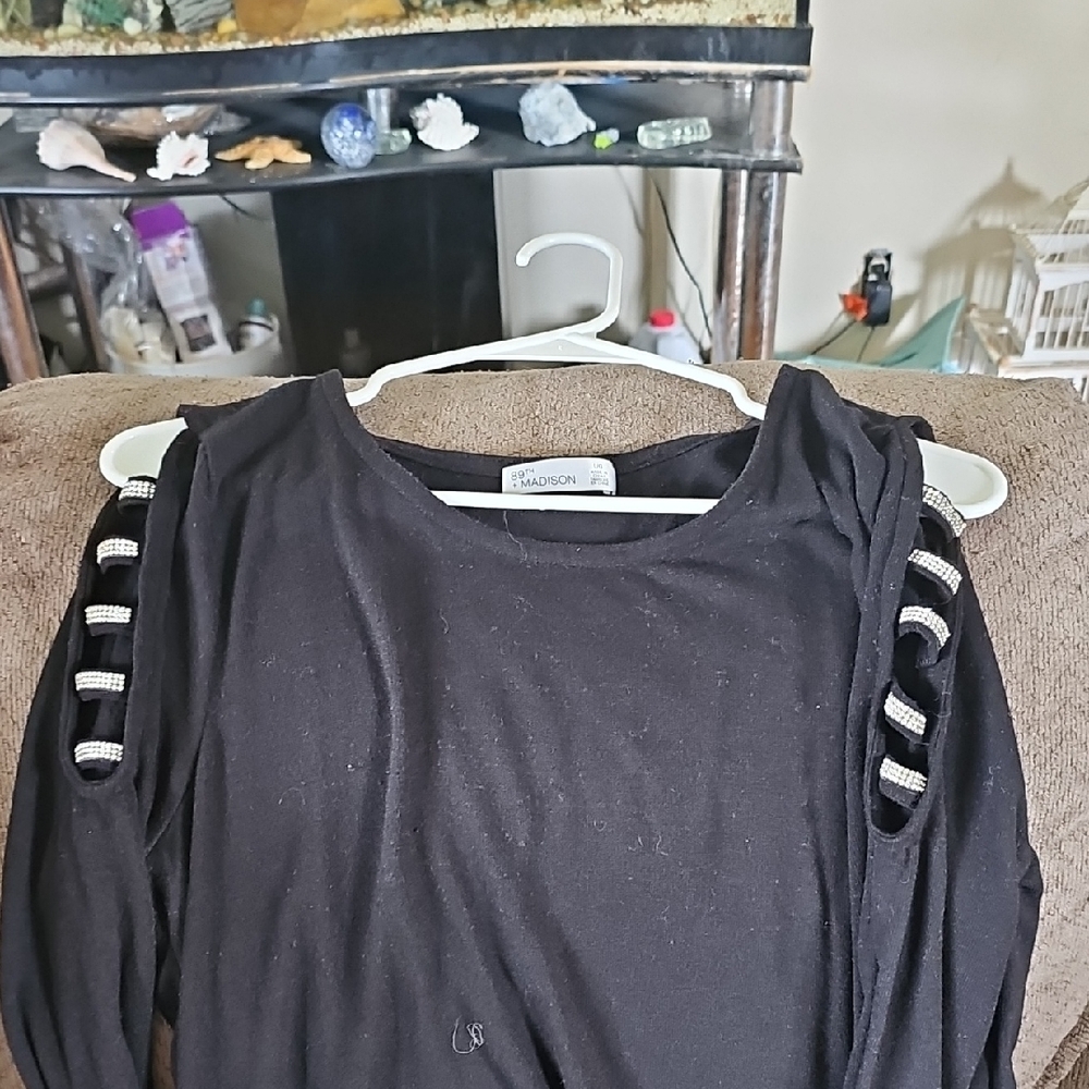 Madison Black Top with Unique Sleeve Design